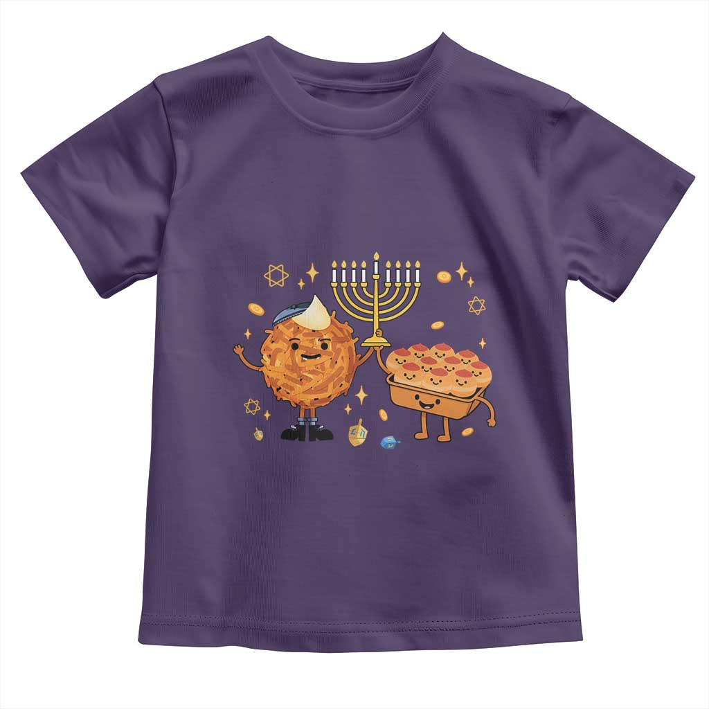 Hanukkah Sufganiyah And Latke Lifting Menorah Toddler T Shirt Funny Holiday Gift TS12 Purple Print Your Wear