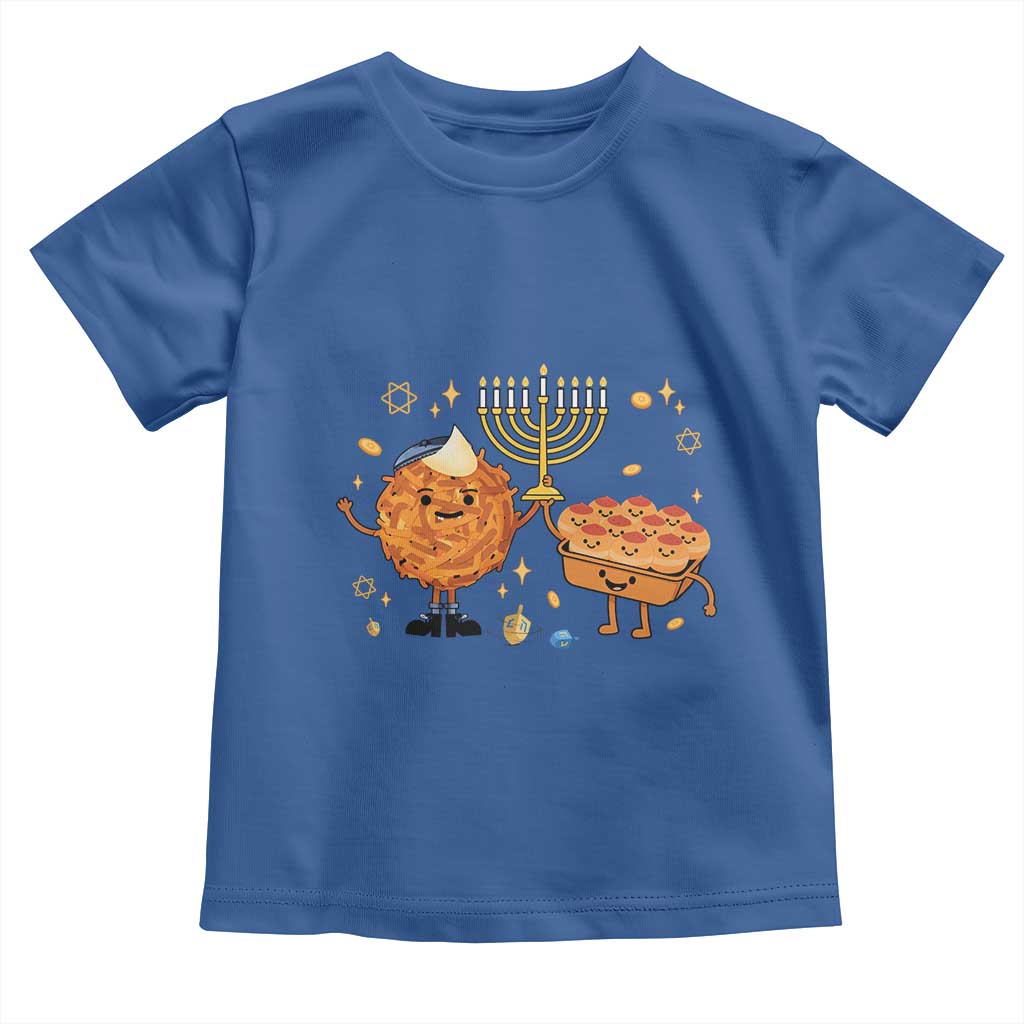 Hanukkah Sufganiyah And Latke Lifting Menorah Toddler T Shirt Funny Holiday Gift TS12 Royal Blue Print Your Wear