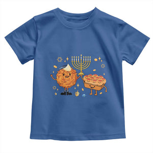 Hanukkah Sufganiyah And Latke Lifting Menorah Toddler T Shirt Funny Holiday Gift TS12 Royal Blue Print Your Wear