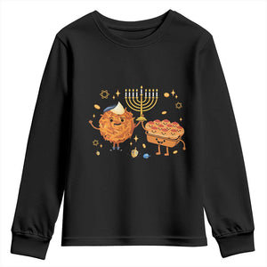 Hanukkah Sufganiyah And Latke Lifting Menorah Youth Sweatshirt Funny Holiday Gift TS12 Black Print Your Wear