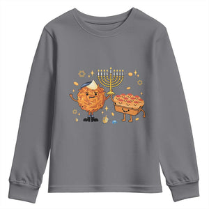 Hanukkah Sufganiyah And Latke Lifting Menorah Youth Sweatshirt Funny Holiday Gift TS12 Charcoal Print Your Wear
