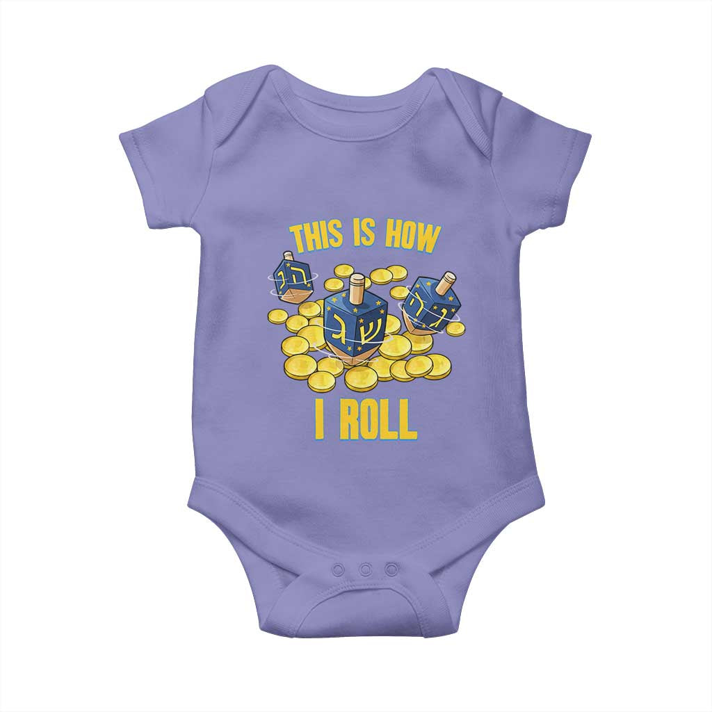 Funny Hanukkah Dreidel Baby Onesie This Is How I Roll Gift TS12 Violet Print Your Wear