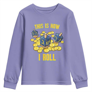 Funny Hanukkah Dreidel Youth Sweatshirt This Is How I Roll Gift TS12 Violet Print Your Wear