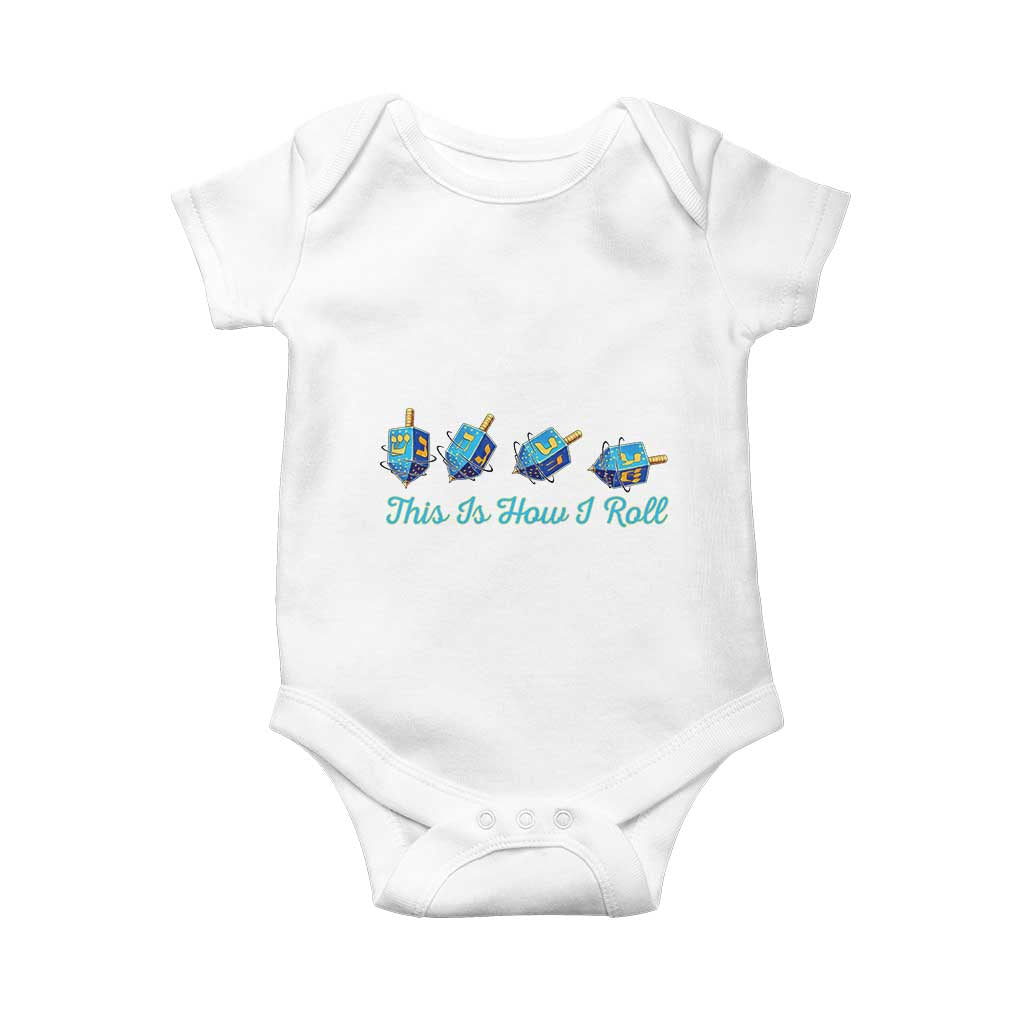 Hanukkah Dreidel Baby Onesie This Is How I Roll Jewish Holiday Gift TS12 White Print Your Wear