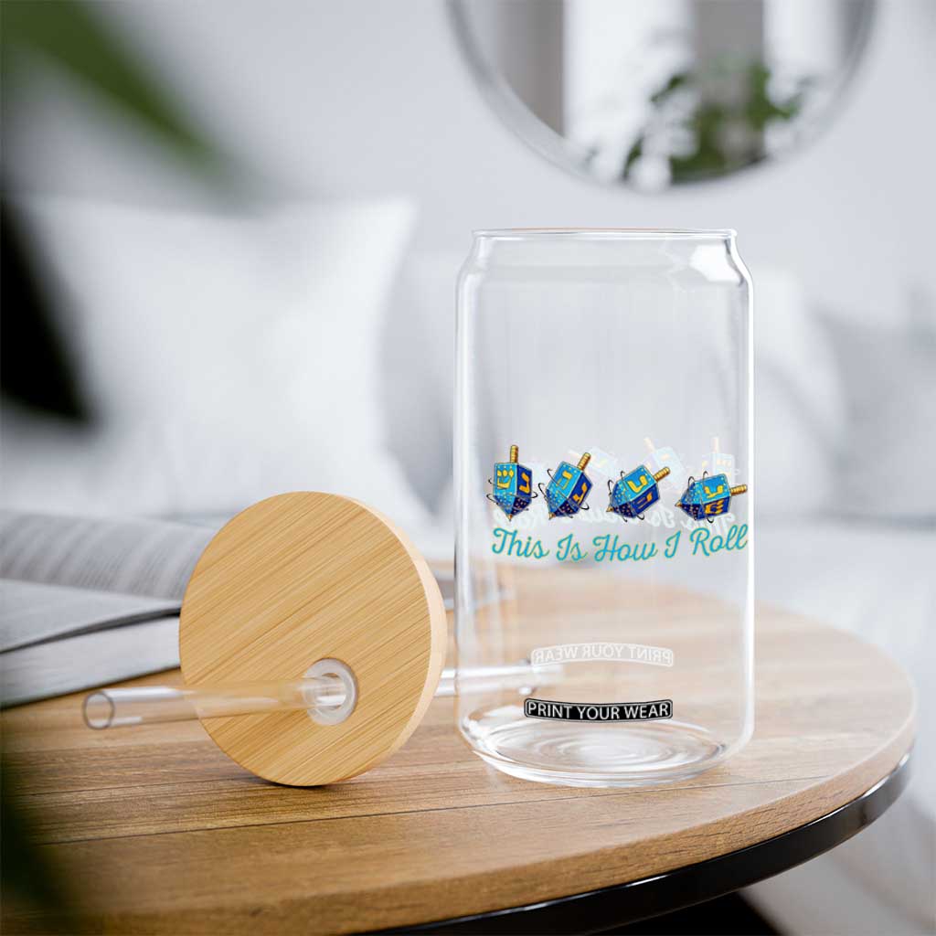 Hanukkah Dreidel Glass Can This Is How I Roll Jewish Holiday Gift TS12 Print Your Wear