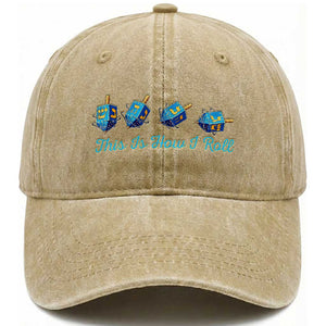 Hanukkah Dreidel Washed Cotton Baseball Cap This Is How I Roll Jewish Holiday Gift TS12 Print Your Wear