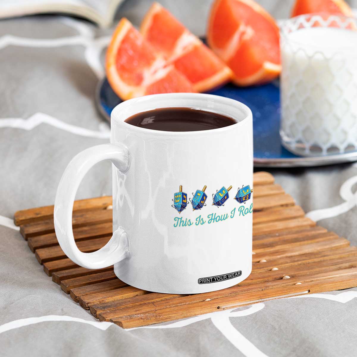 Hanukkah Dreidel Coffee Mug This Is How I Roll Jewish Holiday Gift TS12 Print Your Wear