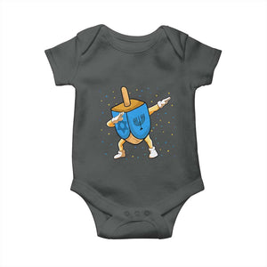 Funny Hanukkah Dreidel Dabbing Holiday Gift Baby Onesie TS12 Dark Heather Print Your Wear