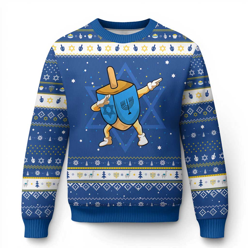 Funny Chanukkah Dreidel Dabbing Holiday Gift Hanukkah Ugly Sweater TS12 Blue White Print Your Wear