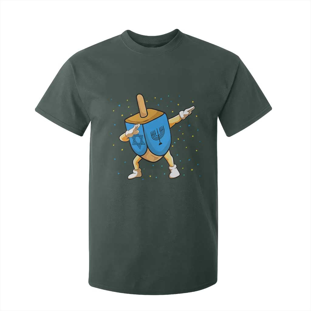 Funny Hanukkah Dreidel Dabbing Holiday Gift T Shirt For Kid TS12 Dark Forest Green Print Your Wear