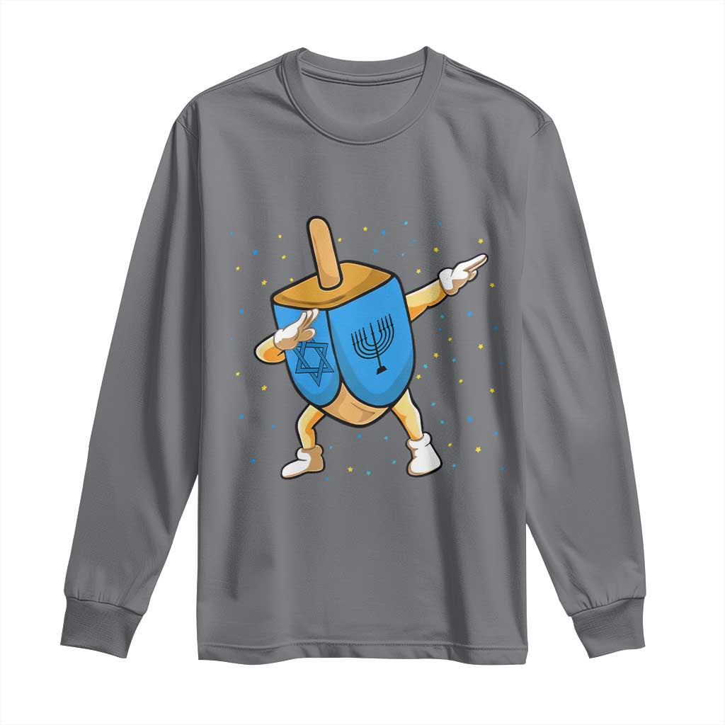 Funny Hanukkah Dreidel Dabbing Holiday Gift Long Sleeve Shirt TS12 Charcoal Print Your Wear