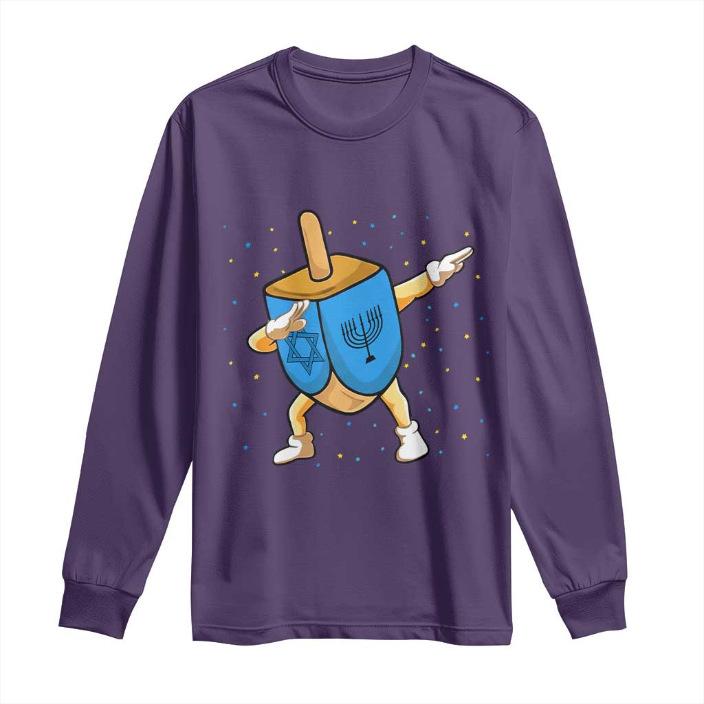 Funny Hanukkah Dreidel Dabbing Holiday Gift Long Sleeve Shirt TS12 Purple Print Your Wear