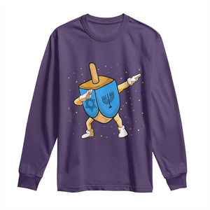 Funny Hanukkah Dreidel Dabbing Holiday Gift Long Sleeve Shirt TS12 Purple Print Your Wear