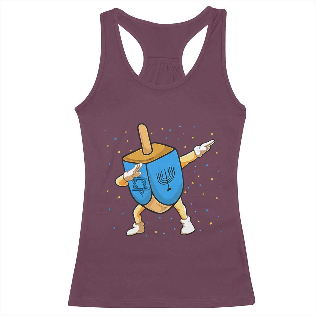 Funny Hanukkah Dreidel Dabbing Holiday Gift Racerback Tank Top TS12 Maroon Print Your Wear