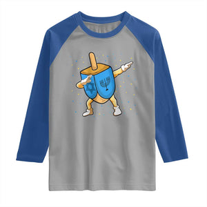 Funny Hanukkah Dreidel Dabbing Holiday Gift Raglan Shirt TS12 Sport Gray Royal Print Your Wear