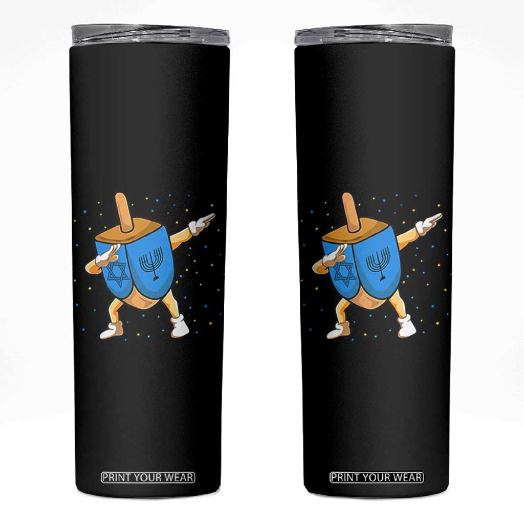 Funny Hanukkah Dreidel Dabbing Holiday Gift Skinny Tumbler TS12 Black Print Your Wear