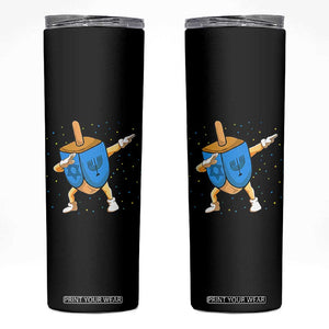 Funny Hanukkah Dreidel Dabbing Holiday Gift Skinny Tumbler TS12 Black Print Your Wear