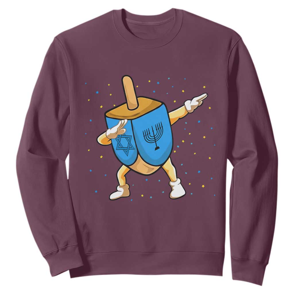 Funny Hanukkah Dreidel Dabbing Holiday Gift Sweatshirt TS12 Maroon Print Your Wear