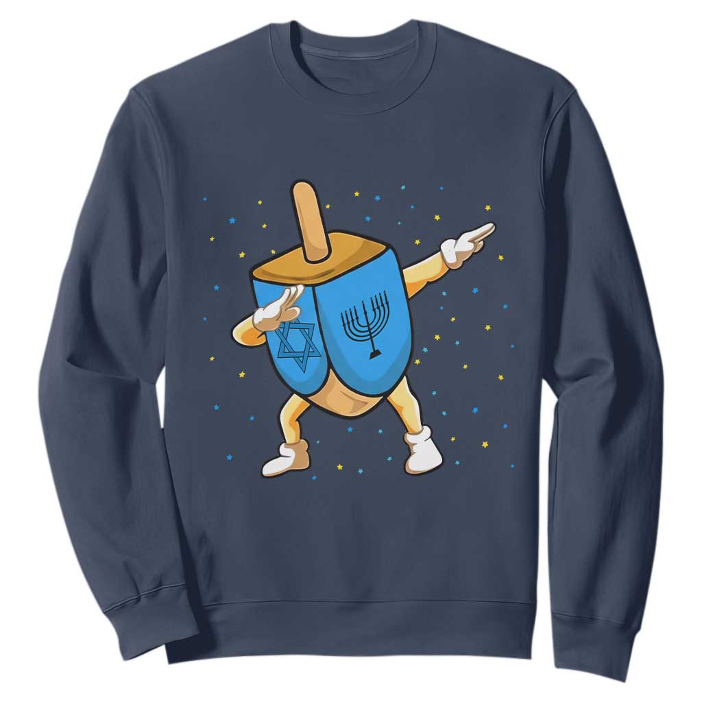 Funny Hanukkah Dreidel Dabbing Holiday Gift Sweatshirt TS12 Navy Print Your Wear