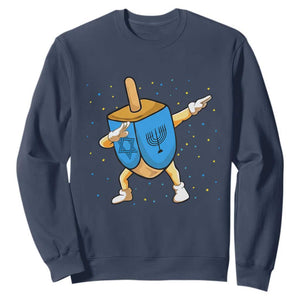 Funny Hanukkah Dreidel Dabbing Holiday Gift Sweatshirt TS12 Navy Print Your Wear