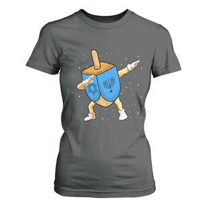 Funny Hanukkah Dreidel Dabbing Holiday Gift T Shirt For Women TS12 Dark Heather Print Your Wear