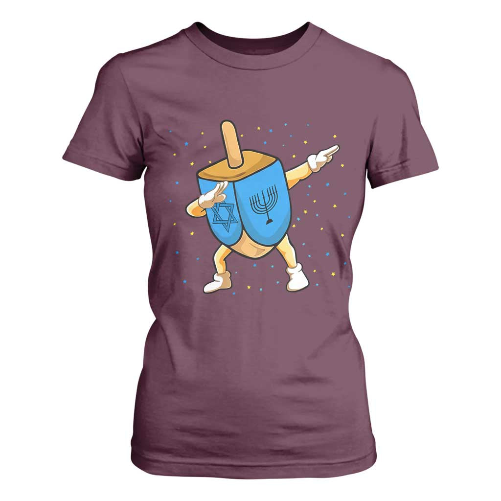 Funny Hanukkah Dreidel Dabbing Holiday Gift T Shirt For Women TS12 Maroon Print Your Wear