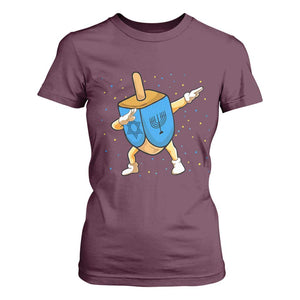 Funny Hanukkah Dreidel Dabbing Holiday Gift T Shirt For Women TS12 Maroon Print Your Wear
