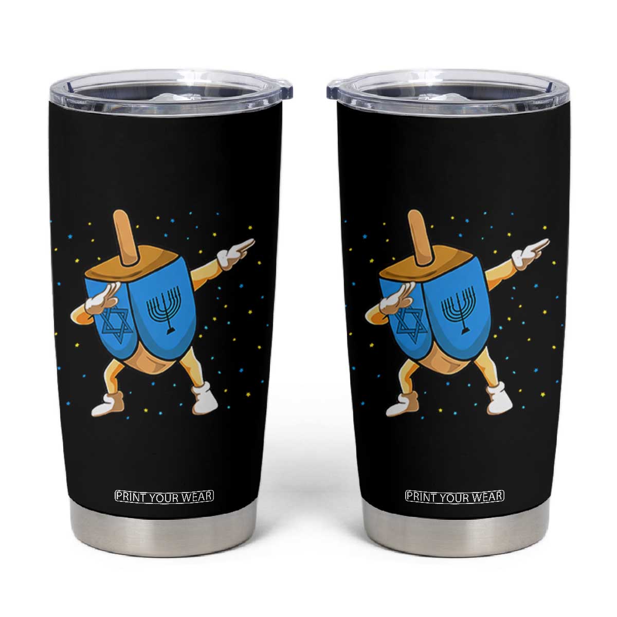 Funny Hanukkah Dreidel Dabbing Holiday Gift Tumbler Cup TS12 Black Print Your Wear