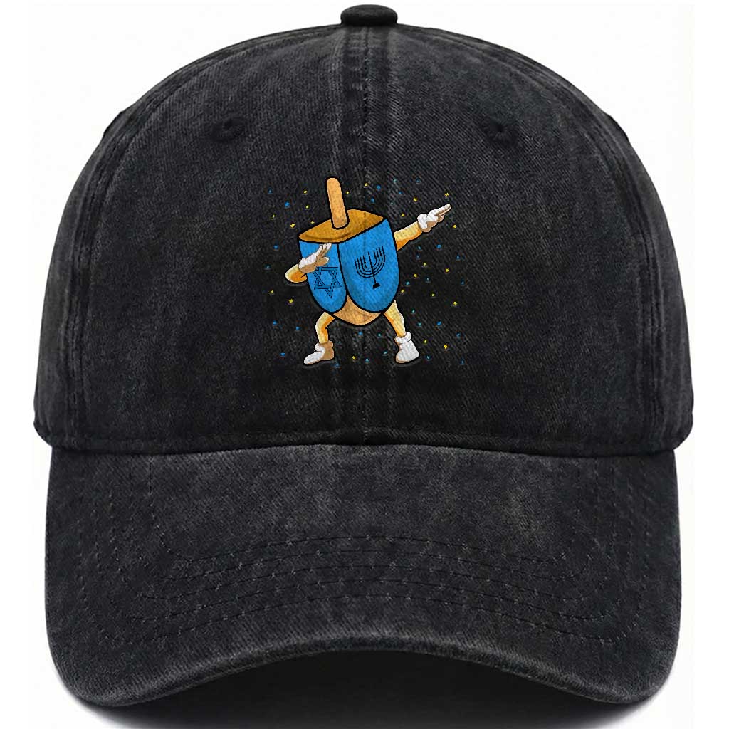 Funny Hanukkah Dreidel Dabbing Holiday Gift Washed Cotton Baseball Cap TS12 Print Your Wear