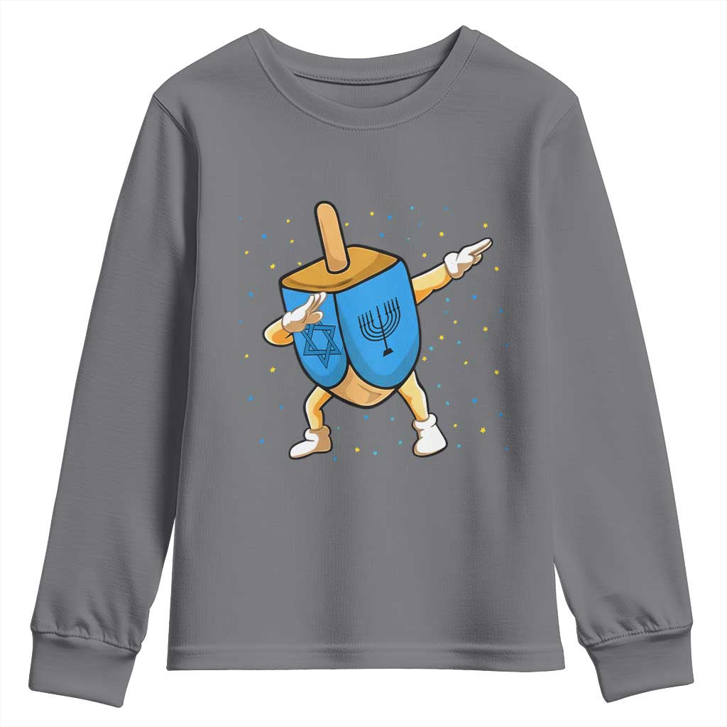 Funny Hanukkah Dreidel Dabbing Holiday Gift Youth Sweatshirt TS12 Charcoal Print Your Wear
