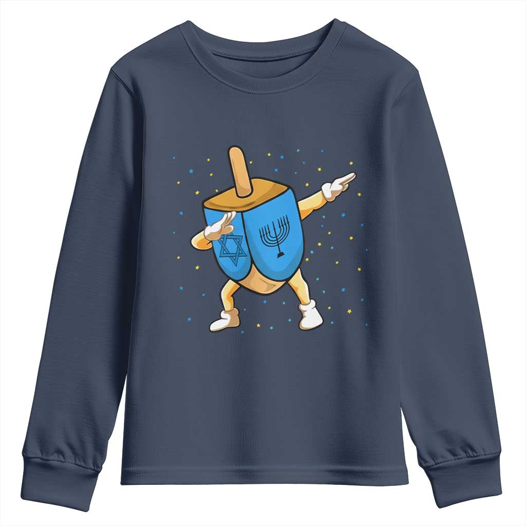 Funny Hanukkah Dreidel Dabbing Holiday Gift Youth Sweatshirt TS12 Navy Print Your Wear