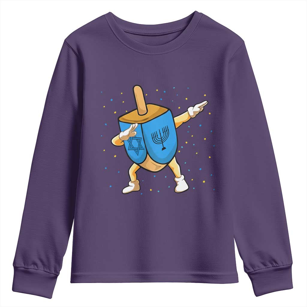 Funny Hanukkah Dreidel Dabbing Holiday Gift Youth Sweatshirt TS12 Purple Print Your Wear