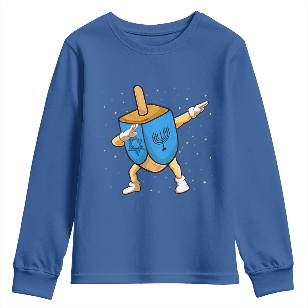 Funny Hanukkah Dreidel Dabbing Holiday Gift Youth Sweatshirt TS12 Royal Blue Print Your Wear