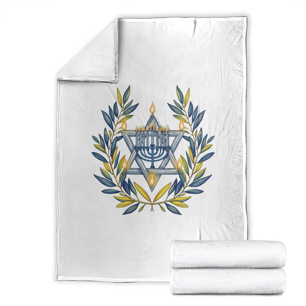 Hanukkah Flower Menorah Star Of David Throw Blanket Gift For Women TS12 White Print Your Wear