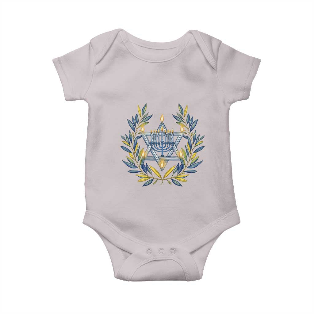 Hanukkah Flower Menorah Star Of David Baby Onesie Gift For Women TS12 Ice Gray Print Your Wear