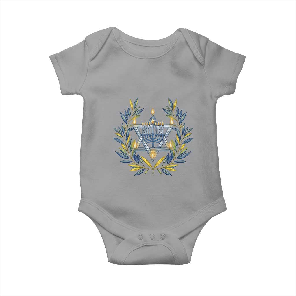 Hanukkah Flower Menorah Star Of David Baby Onesie Gift For Women TS12 Sport Gray Print Your Wear