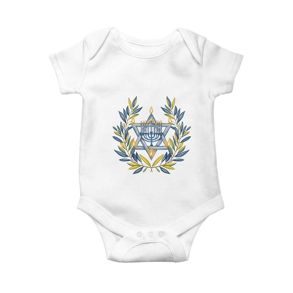 Hanukkah Flower Menorah Star Of David Baby Onesie Gift For Women TS12 White Print Your Wear