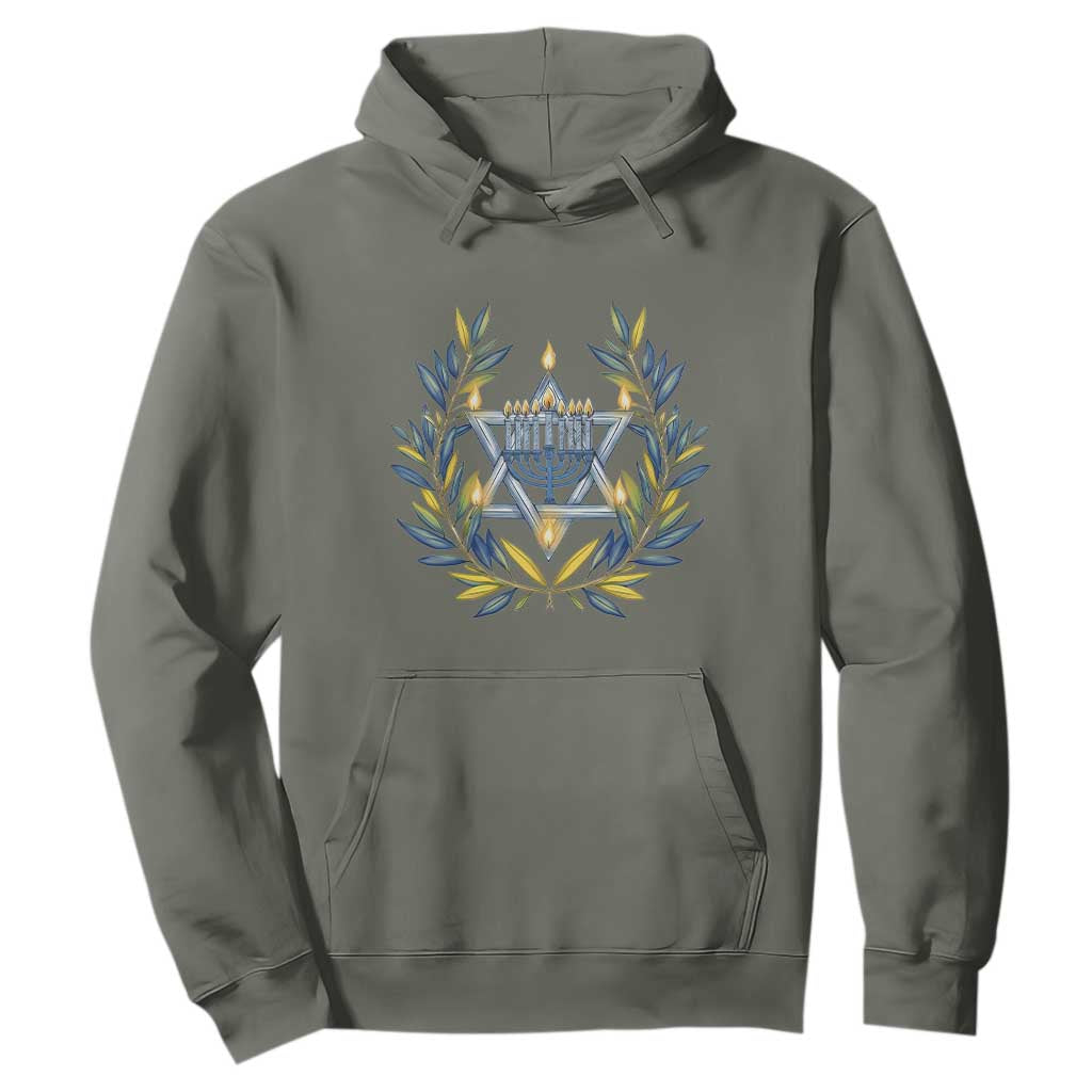 Hanukkah Flower Menorah Star Of David Hoodie Gift For Women TS12 Military Green Print Your Wear