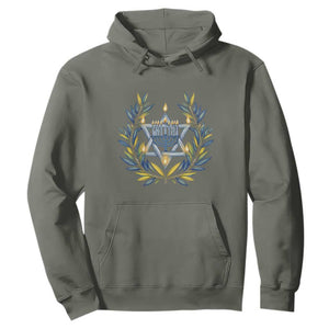 Hanukkah Flower Menorah Star Of David Hoodie Gift For Women TS12 Military Green Print Your Wear