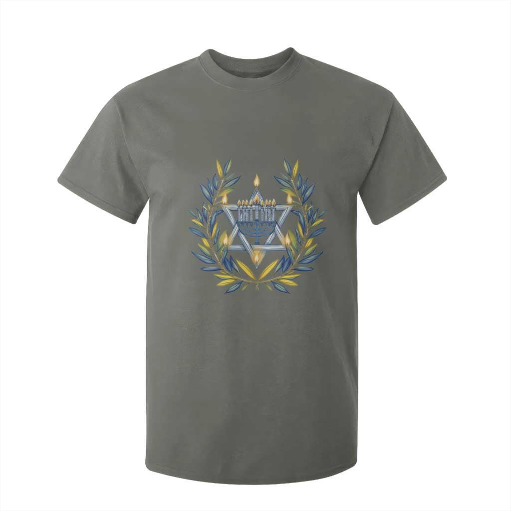 Hanukkah Flower Menorah Star Of David T Shirt For Kid Gift For Women TS12 Military Green Print Your Wear