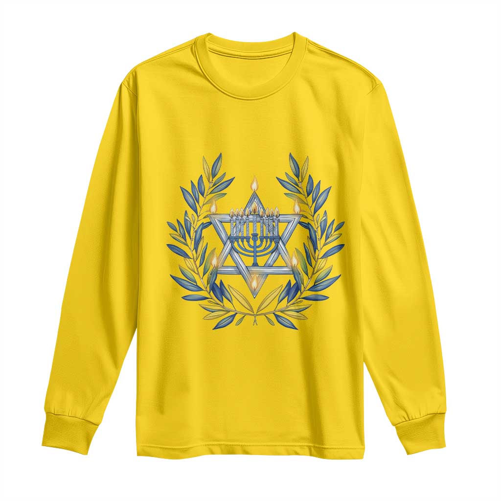 Hanukkah Flower Menorah Star Of David Long Sleeve Shirt Gift For Women TS12 Daisy Print Your Wear