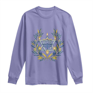 Hanukkah Flower Menorah Star Of David Long Sleeve Shirt Gift For Women TS12 Violet Print Your Wear