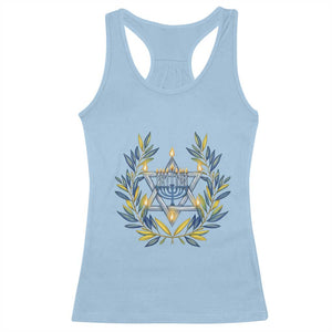 Hanukkah Flower Menorah Star Of David Racerback Tank Top Gift For Women TS12 Light Blue Print Your Wear