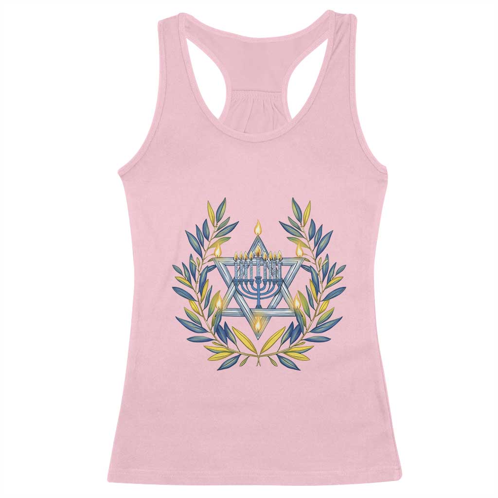 Hanukkah Flower Menorah Star Of David Racerback Tank Top Gift For Women TS12 Light Pink Print Your Wear