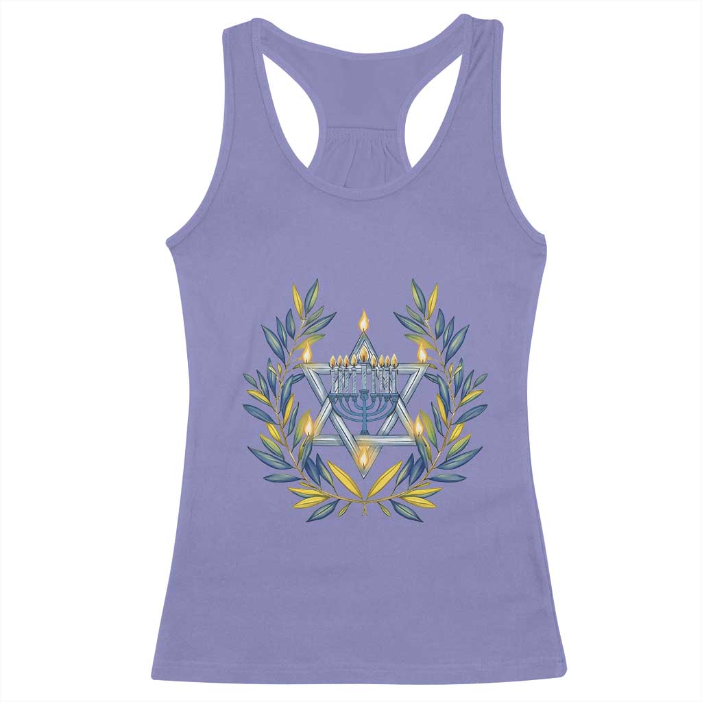 Hanukkah Flower Menorah Star Of David Racerback Tank Top Gift For Women TS12 Violet Print Your Wear