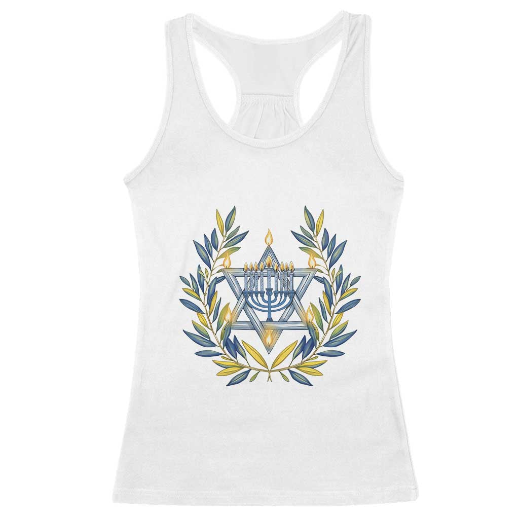 Hanukkah Flower Menorah Star Of David Racerback Tank Top Gift For Women TS12 White Print Your Wear