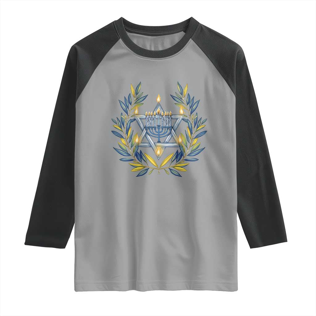 Hanukkah Flower Menorah Star Of David Raglan Shirt Gift For Women TS12 Sport Gray Black Print Your Wear