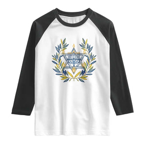 Hanukkah Flower Menorah Star Of David Raglan Shirt Gift For Women TS12 White Black Print Your Wear