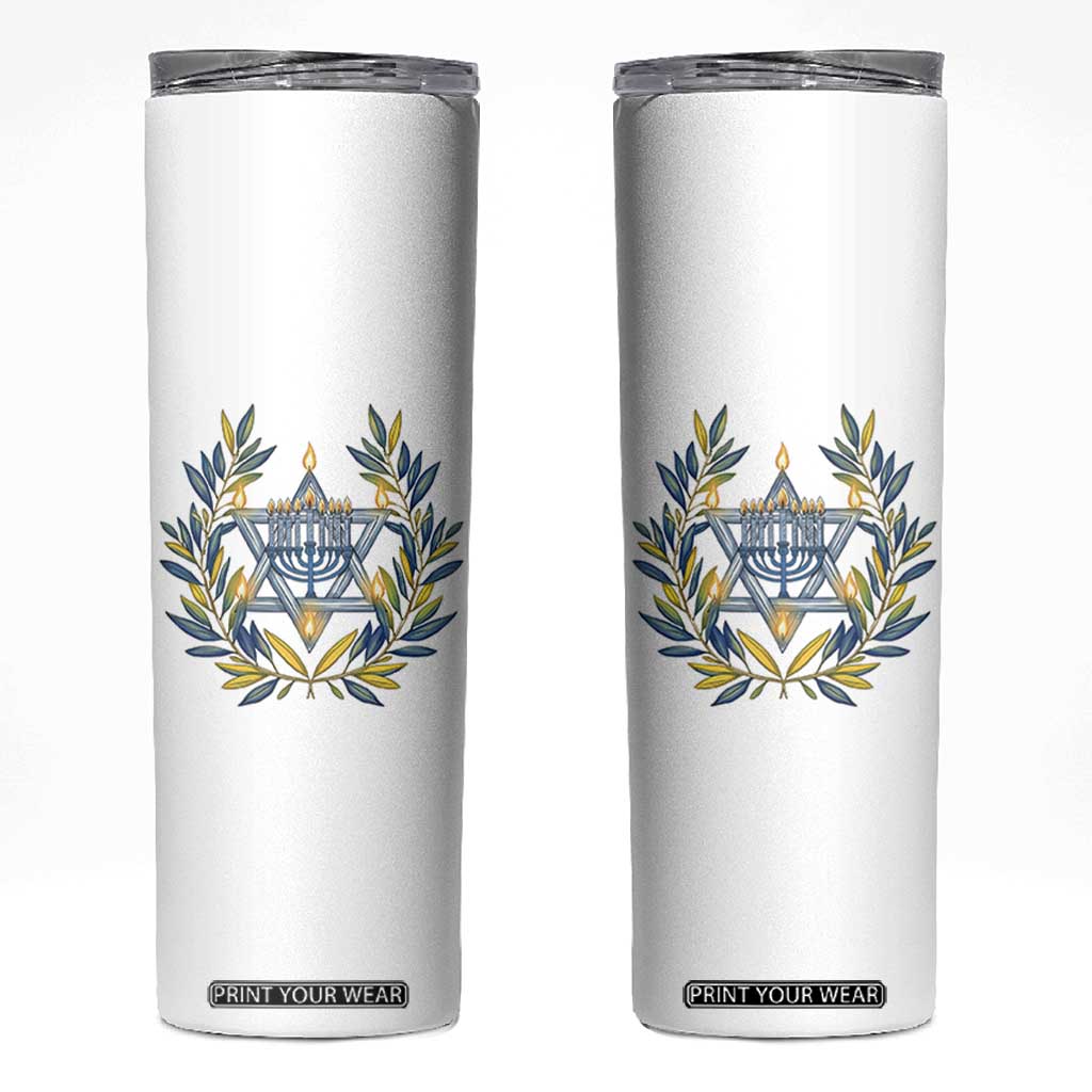 Hanukkah Flower Menorah Star Of David Skinny Tumbler Gift For Women TS12 White Print Your Wear