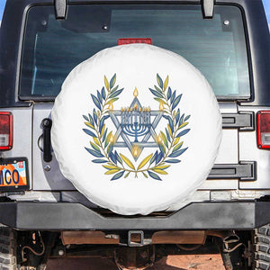 Hanukkah Flower Menorah Star Of David Spare Tire Cover Gift For Women TS12 No hole White Print Your Wear